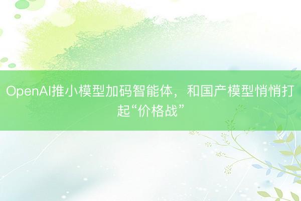 OpenAI推小模型加码智能体，和国产模型悄悄打起“价格战”