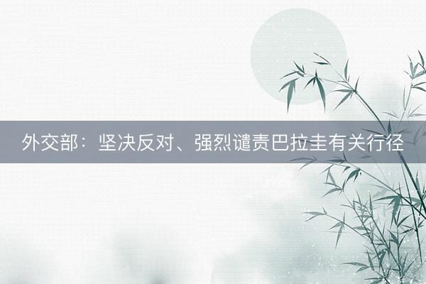外交部：坚决反对、强烈谴责巴拉圭有关行径