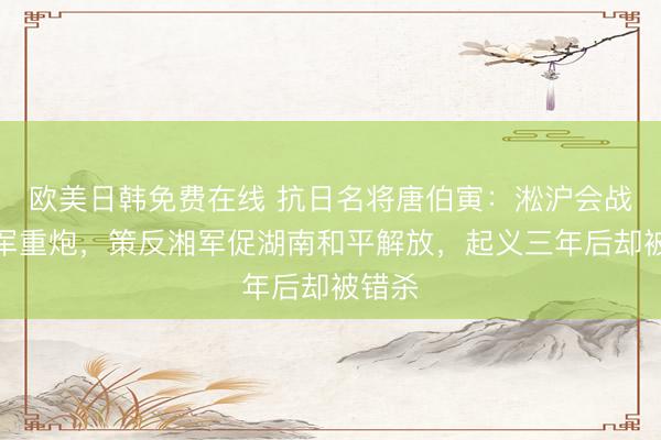 欧美日韩免费在线 抗日名将唐伯寅：淞沪会战扛日军重炮，策反湘军促湖南和平解放，起义三年后却被错杀