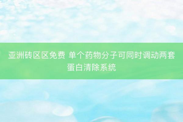 亚洲砖区区免费 单个药物分子可同时调动两套蛋白清除系统