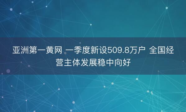 亚洲第一黄网 一季度新设509.8万户 全国经营主体发展稳中向好