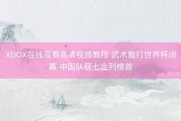 XBOX在线观看高清视频教程 武术散打世界杯闭幕 中国队获七金列榜首