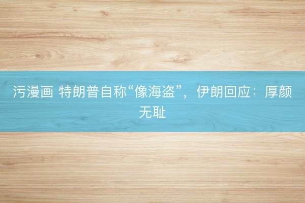 污漫画 特朗普自称“像海盗”，伊朗回应：厚颜无耻