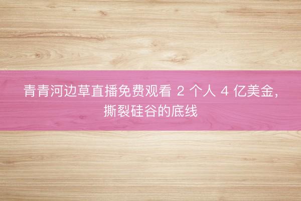 青青河边草直播免费观看 2 个人 4 亿美金，撕裂硅谷的底线