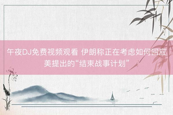 午夜DJ免费视频观看 伊朗称正在考虑如何回应美提出的“结束战事计划”