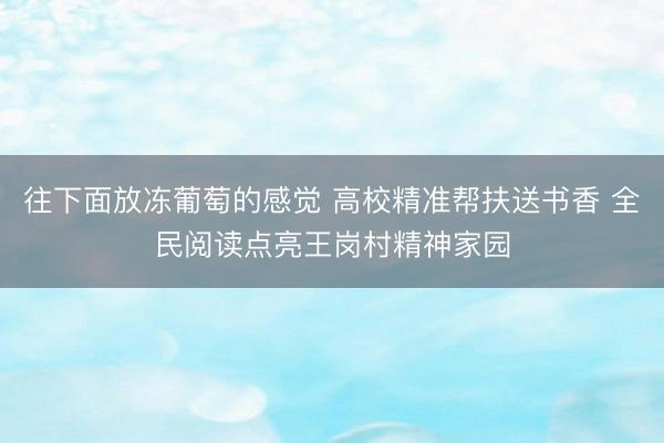 往下面放冻葡萄的感觉 高校精准帮扶送书香 全民阅读点亮王岗村精神家园