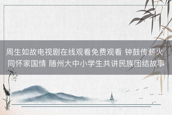 周生如故电视剧在线观看免费观看 钟鼓传薪火 同怀家国情 随州大中小学生共讲民族团结故事