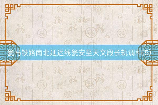 瓮马铁路南北延迟线瓮安至天文段长轨调和(5)