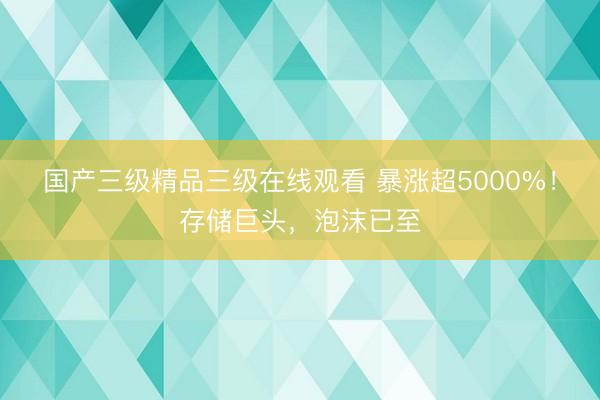 国产三级精品三级在线观看 暴涨超5000%！存储巨头，泡沫已至