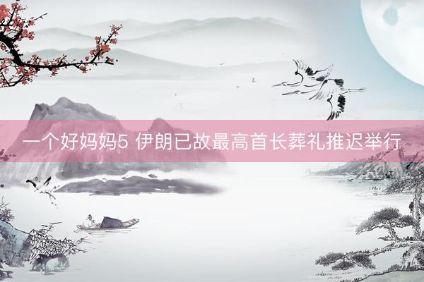 一个好妈妈5 伊朗已故最高首长葬礼推迟举行
