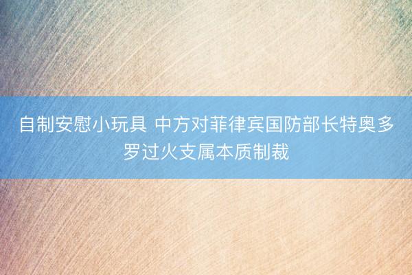 自制安慰小玩具 中方对菲律宾国防部长特奥多罗过火支属本质制裁