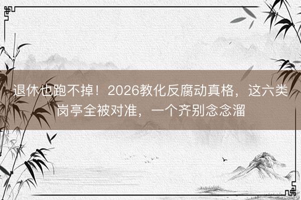 退休也跑不掉！2026教化反腐动真格，这六类岗亭全被对准，一个齐别念念溜