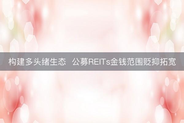 构建多头绪生态  公募REITs金钱范围贬抑拓宽